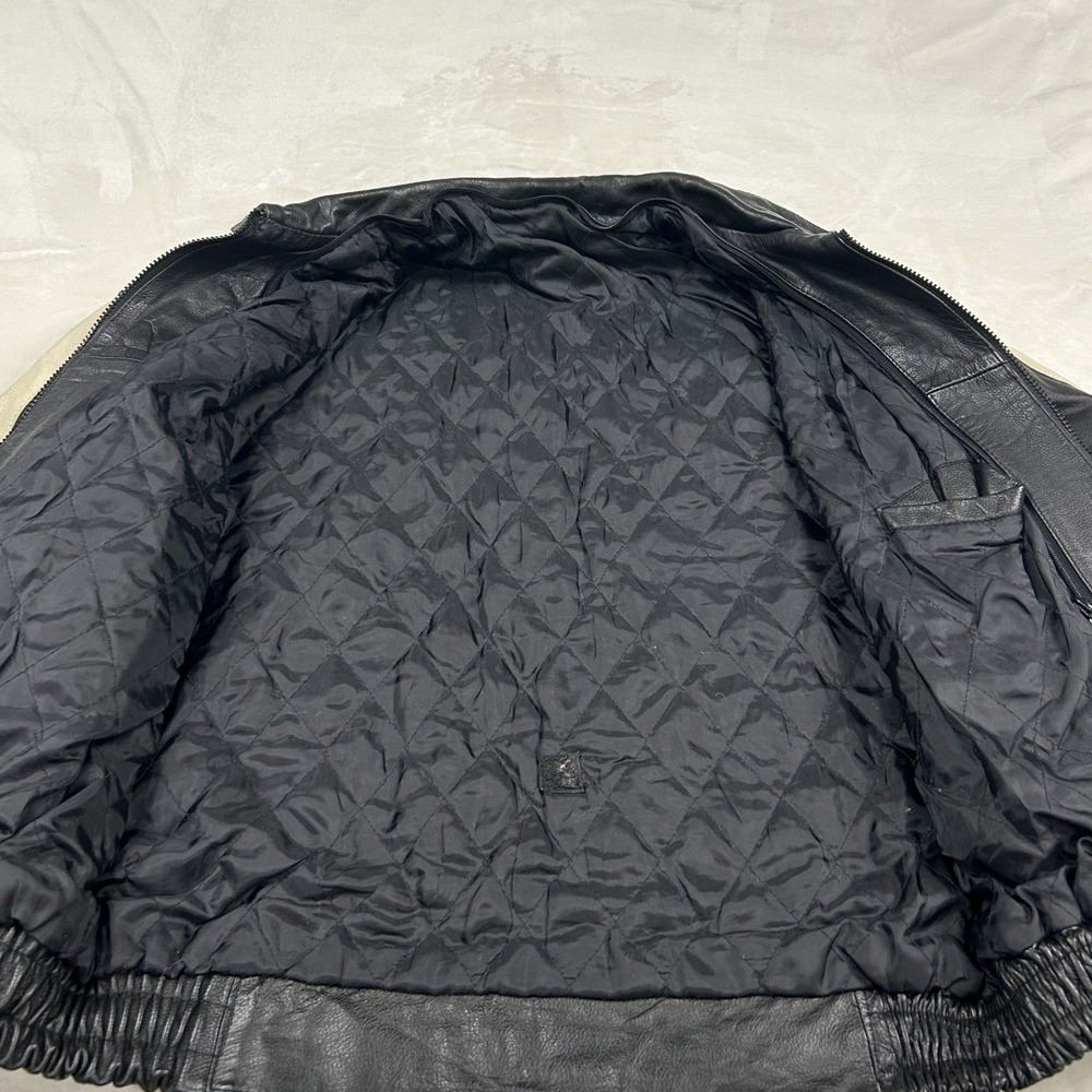 Unbranded Leather Jacket Mens L Black USA Sleeve Racing Bomber Moto F2 - Picture 10 of 10